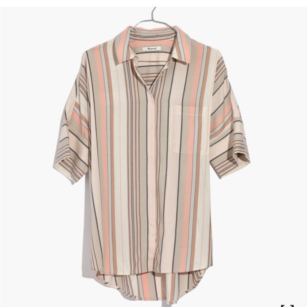 Madewell Courier Shirt in Aldwin Stripe Oversized Button-Up Top Women’s Medium - Picture 4 of 12